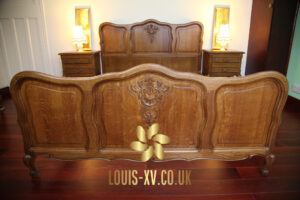 Beautiful French Antique Louis XV King Bed set & a pair of Nightstands