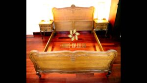 Antique King Louis XV Bed and Pair of Beautiful Nightstand side tables